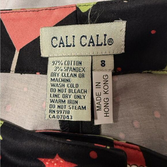 Cali Cali size 8 Festive Black Christmas Print Pants Santa, Martini, Tree, Holly - Picture 5 of 5